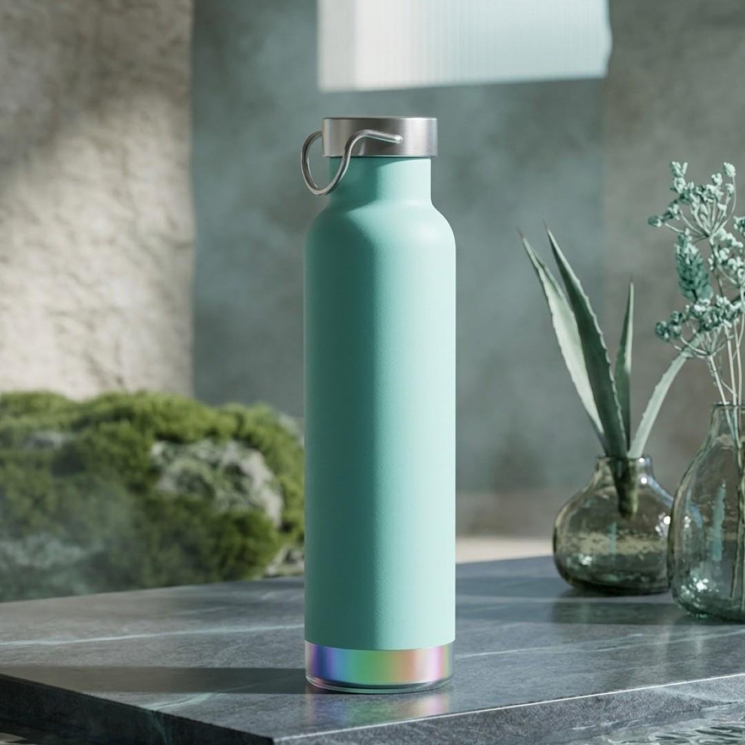 AquaminderLEDWaterBottleStainlessSteelBPA-Free12HHotColdUSBRechargeableGreenGra